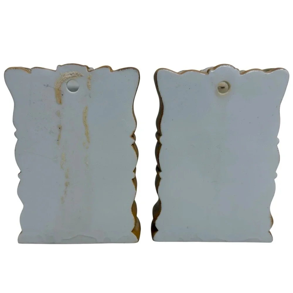 Vintage Matching Pair Wall Pockets Little Boy & Girl in Windows‎ Daydreaming MCM